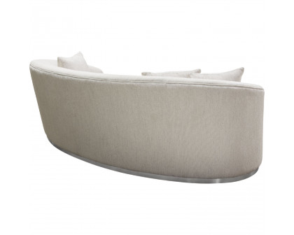 Diamond Sofa Raven Fabric Sofa with Brushed Silver Accent Trim - Light Cream