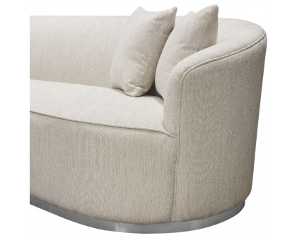 Diamond Sofa Raven Fabric Sofa with Brushed Silver Accent Trim - Light Cream