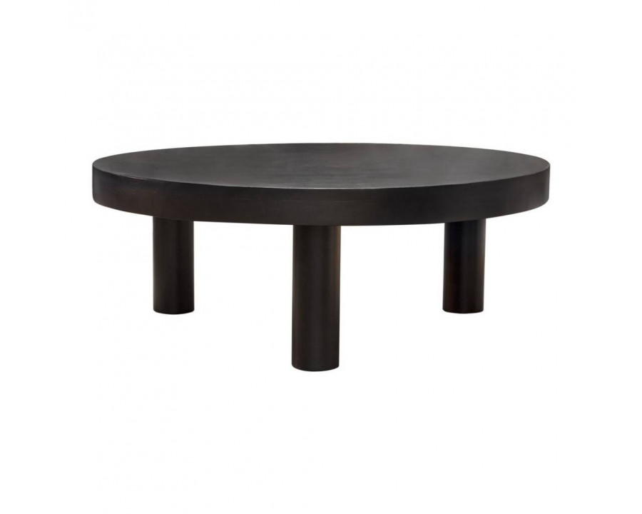 Diamond Sofa - Rune 42" Round Cocktail Table with Solid Acacia Wood Top & Iron Leg Base in Black Finish