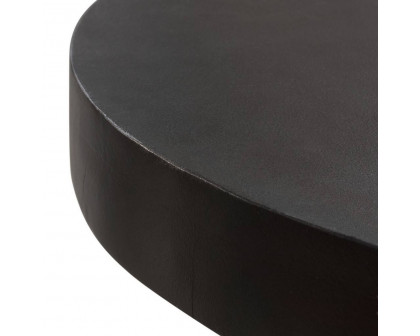 Diamond Sofa - Rune 42" Round Cocktail Table with Solid Acacia Wood Top & Iron Leg Base in Black Finish