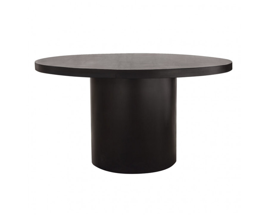 Diamond Sofa - Rune 54" Round Dining Table with Solid Acacia Wood Top & Iron Pedestal Base in Black Finish