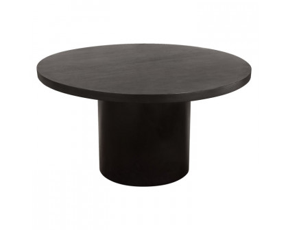 Diamond Sofa - Rune 54" Round Dining Table with Solid Acacia Wood Top & Iron Pedestal Base in Black Finish