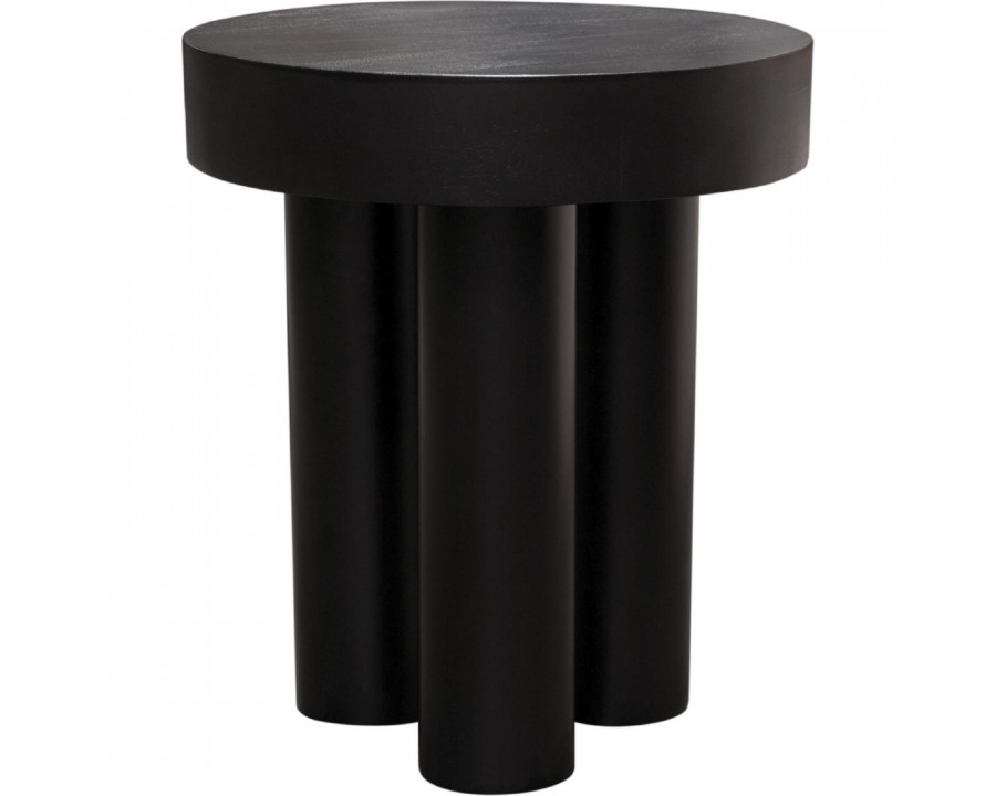 Diamond Sofa - Rune 16" Round End/Accent Table with Solid Acacia Wood Top & Iron Leg Base in Black Finish