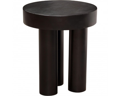 Diamond Sofa - Rune 16" Round End/Accent Table with Solid Acacia Wood Top & Iron Leg Base in Black Finish