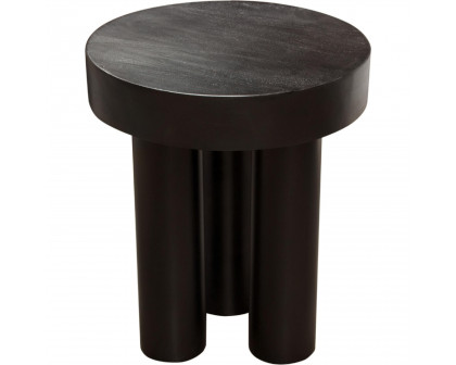 Diamond Sofa - Rune 16" Round End/Accent Table with Solid Acacia Wood Top & Iron Leg Base in Black Finish