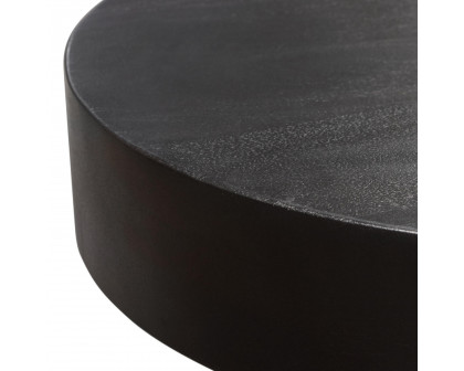 Diamond Sofa - Rune 16" Round End/Accent Table with Solid Acacia Wood Top & Iron Leg Base in Black Finish