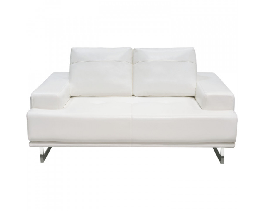 Diamond Sofa Russo Air Leather Loveseat with Adjustable Seat Backs - White