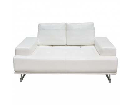 Diamond Sofa Russo Air Leather Loveseat with Adjustable Seat Backs - White