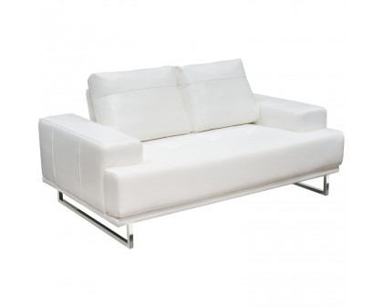 Diamond Sofa Russo Air Leather Loveseat with Adjustable Seat Backs - White