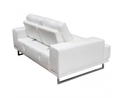 Diamond Sofa Russo Air Leather Loveseat with Adjustable Seat Backs - White