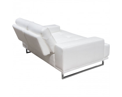 Diamond Sofa Russo Air Leather Loveseat with Adjustable Seat Backs - White