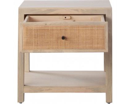 Diamond Sofa - Sadler 1-Drawer Solid Mango Wood Accent Table with Cane Door Fronts in Natural Finish