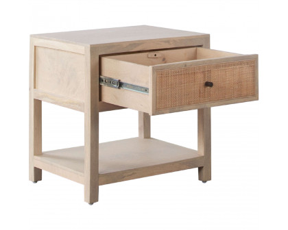 Diamond Sofa - Sadler 1-Drawer Solid Mango Wood Accent Table with Cane Door Fronts in Natural Finish