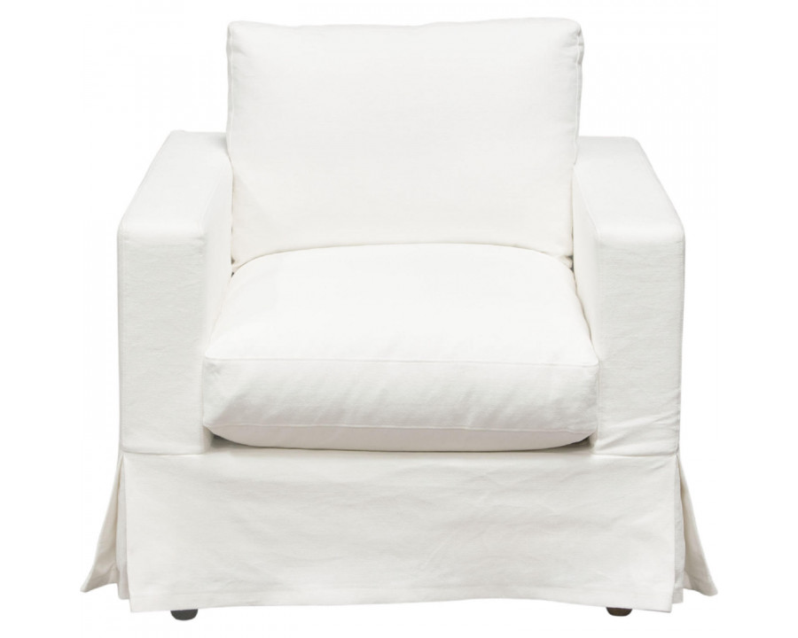 Diamond Sofa Savannah Natural Linen Slip-Cover Chair - White