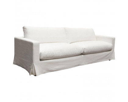 Diamond Sofa Savannah Natural Linen Slip-Cover Sofa - White