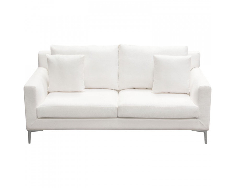 Diamond Sofa - Seattle Linen Loose Back Loveseat with Polished Silver Metal Leg in White