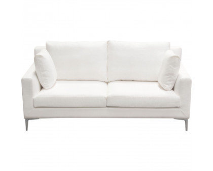 Diamond Sofa - Seattle Linen Loose Back Loveseat with Polished Silver Metal Leg in White