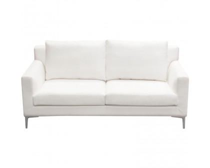 Diamond Sofa - Seattle Linen Loose Back Loveseat with Polished Silver Metal Leg in White