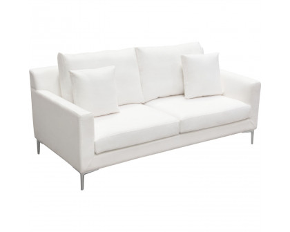 Diamond Sofa - Seattle Linen Loose Back Loveseat with Polished Silver Metal Leg in White