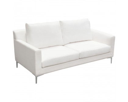 Diamond Sofa - Seattle Linen Loose Back Loveseat with Polished Silver Metal Leg in White