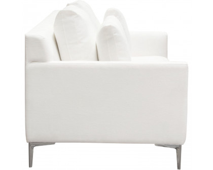 Diamond Sofa - Seattle Linen Loose Back Loveseat with Polished Silver Metal Leg in White