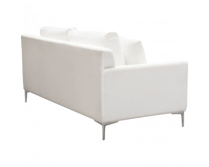 Diamond Sofa - Seattle Linen Loose Back Loveseat with Polished Silver Metal Leg in White