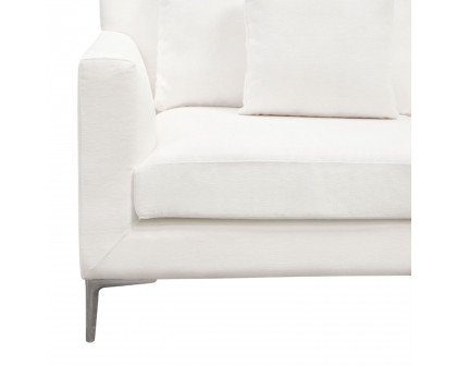 Diamond Sofa - Seattle Linen Loose Back Loveseat with Polished Silver Metal Leg in White