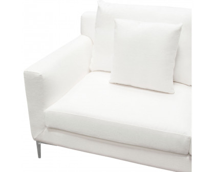 Diamond Sofa - Seattle Linen Loose Back Loveseat with Polished Silver Metal Leg in White