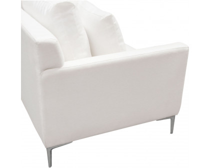 Diamond Sofa - Seattle Linen Loose Back Loveseat with Polished Silver Metal Leg in White