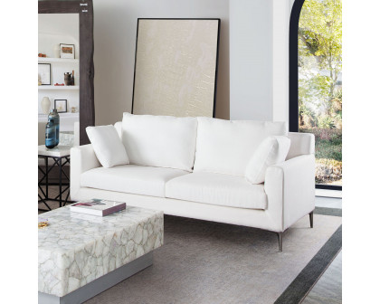 Diamond Sofa - Seattle Linen Loose Back Loveseat with Polished Silver Metal Leg in White