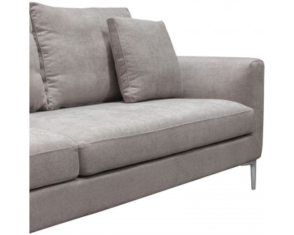 Diamond Sofa Seattle Polyester Fabric Loose Back Sofa with Polished Silver Metal Leg - Gray