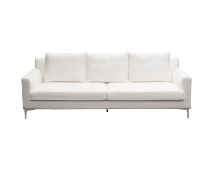 Diamond Sofa Seattle Linen Loose Back Sofa with Polished Silver Metal Leg - White