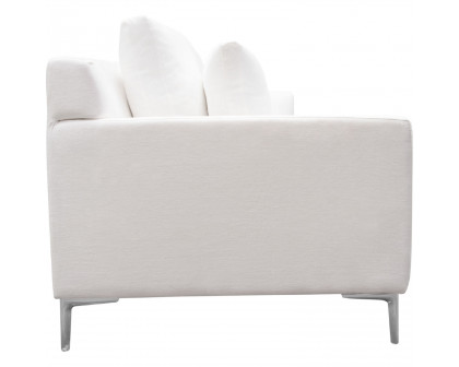 Diamond Sofa Seattle Linen Loose Back Sofa with Polished Silver Metal Leg - White