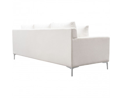 Diamond Sofa Seattle Linen Loose Back Sofa with Polished Silver Metal Leg - White