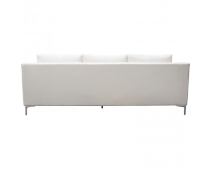 Diamond Sofa Seattle Linen Loose Back Sofa with Polished Silver Metal Leg - White