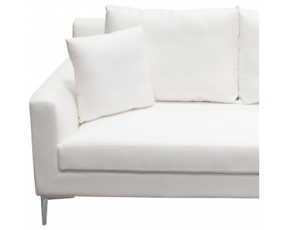 Diamond Sofa Seattle Linen Loose Back Sofa with Polished Silver Metal Leg - White