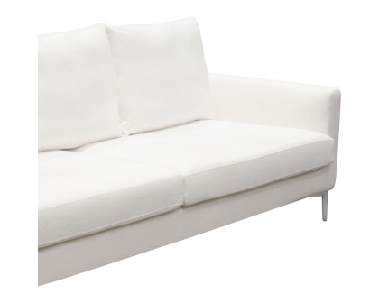 Diamond Sofa Seattle Linen Loose Back Sofa with Polished Silver Metal Leg - White