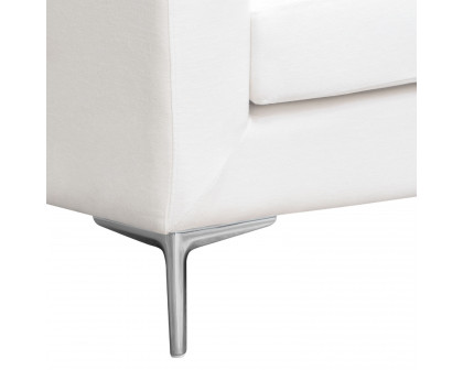 Diamond Sofa Seattle Linen Loose Back Sofa with Polished Silver Metal Leg - White