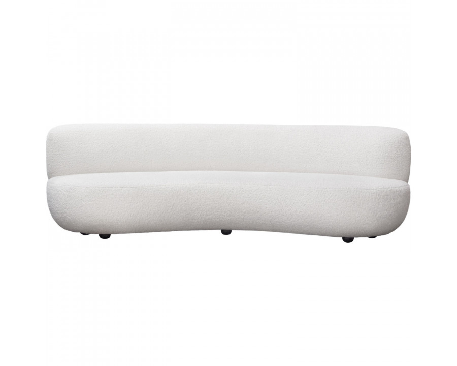 Diamond Sofa - Simone Faux Sheepskin Fabric Curved Sofa in White