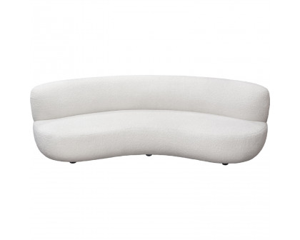 Diamond Sofa - Simone Faux Sheepskin Fabric Curved Sofa in White