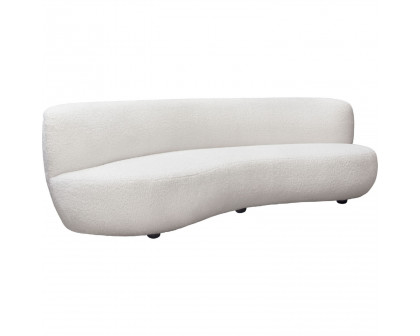 Diamond Sofa - Simone Faux Sheepskin Fabric Curved Sofa in White