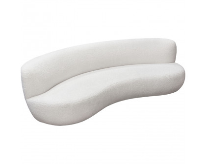 Diamond Sofa - Simone Faux Sheepskin Fabric Curved Sofa in White