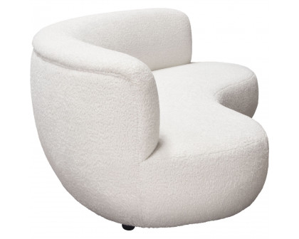 Diamond Sofa - Simone Faux Sheepskin Fabric Curved Sofa in White