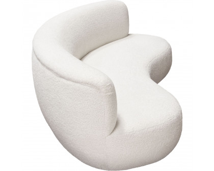 Diamond Sofa - Simone Faux Sheepskin Fabric Curved Sofa in White