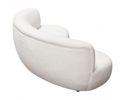 Diamond Sofa - Simone Faux Sheepskin Fabric Curved Sofa in White