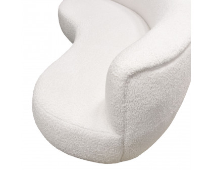 Diamond Sofa - Simone Faux Sheepskin Fabric Curved Sofa in White