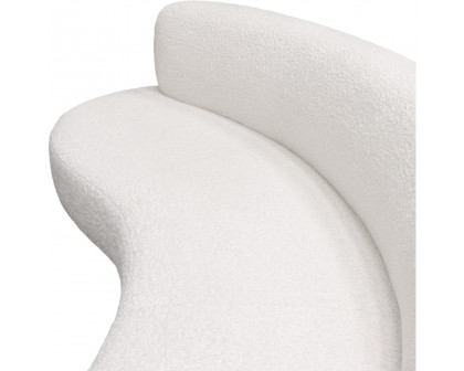 Diamond Sofa - Simone Faux Sheepskin Fabric Curved Sofa in White