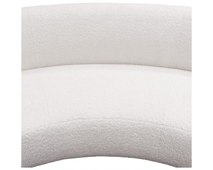 Diamond Sofa - Simone Faux Sheepskin Fabric Curved Sofa in White