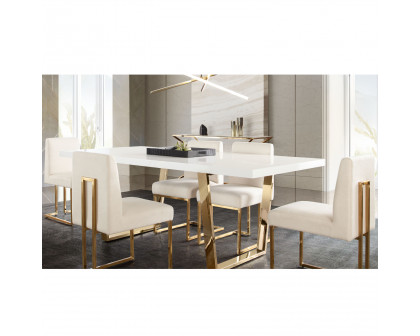 Diamond Sofa - Skyline Fabric Dining Chairs with Polished Gold Metal Frame (Set of 2) in Cream