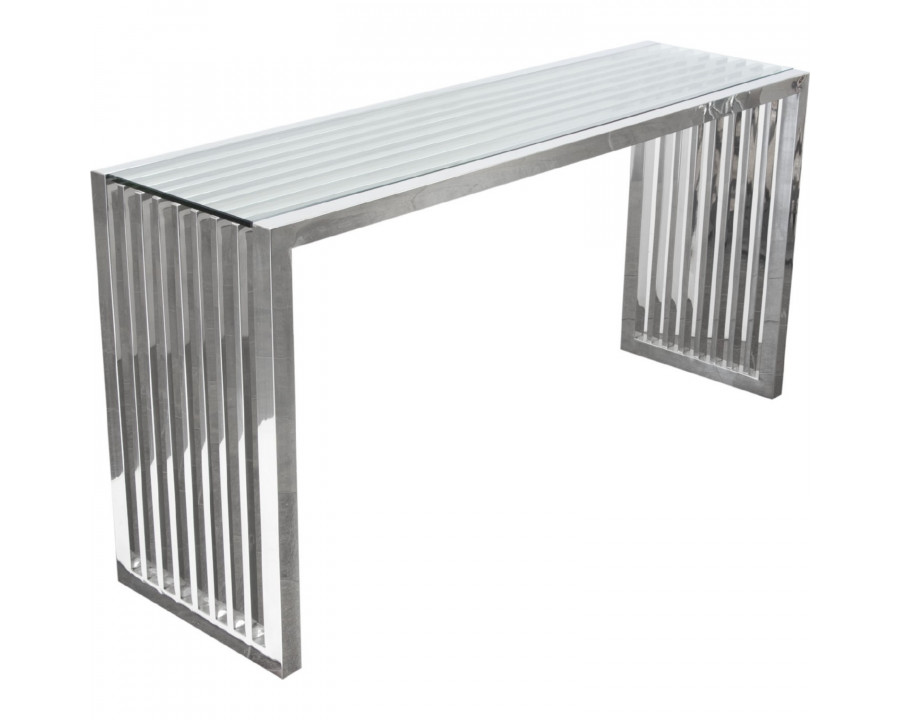 Diamond Sofa - SOHO Rectangular Stainless Steel Console Table with Clear Tempered Glass Top